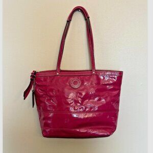 Coach F19198 Ashley Pink Patent Leather Tote Bag Purse